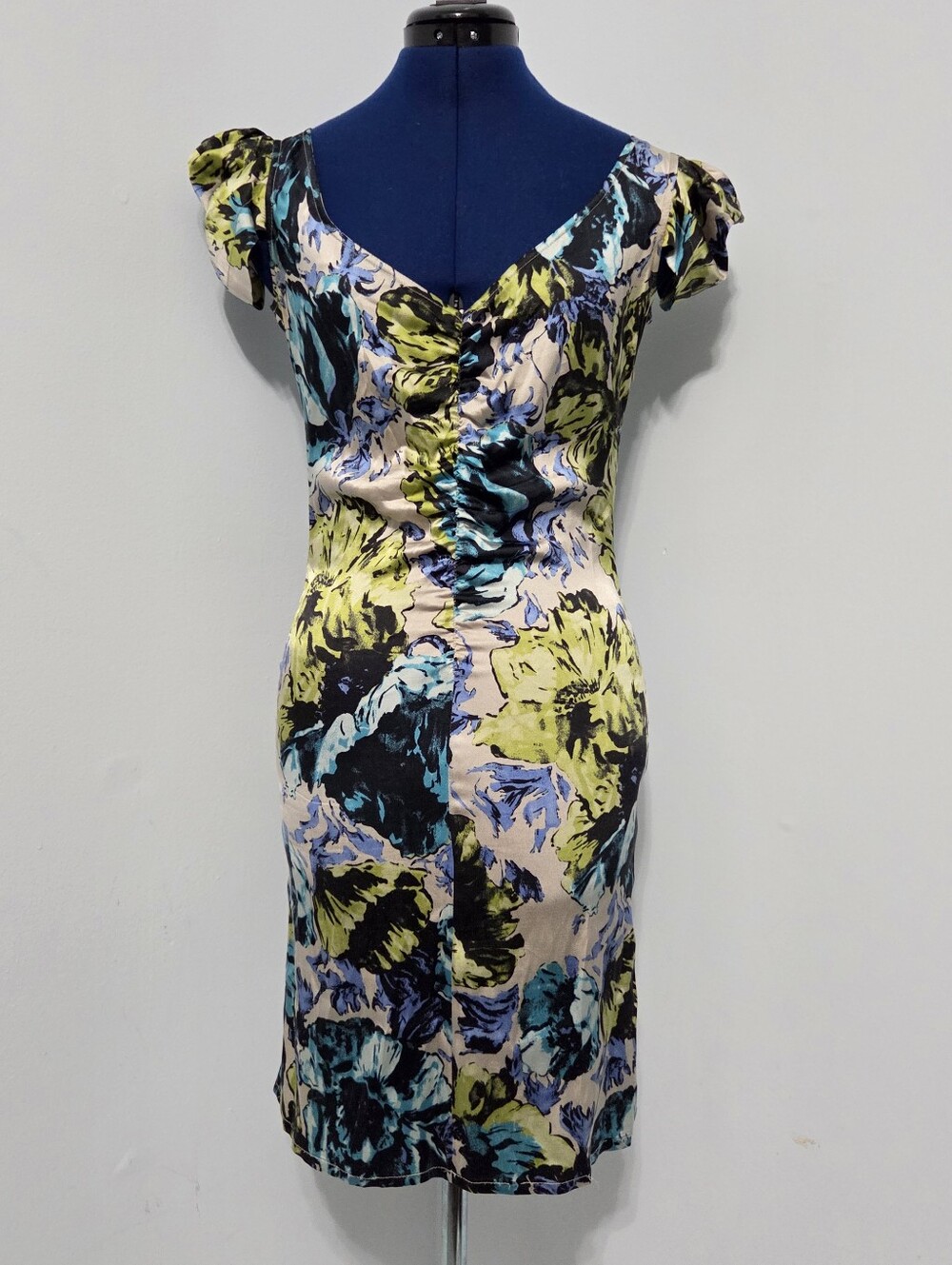 Colorful Floral Italian Silk Blend Mini Dress